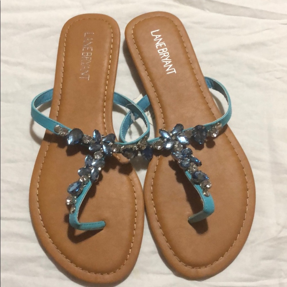 aqua blue and rhinestones sandals